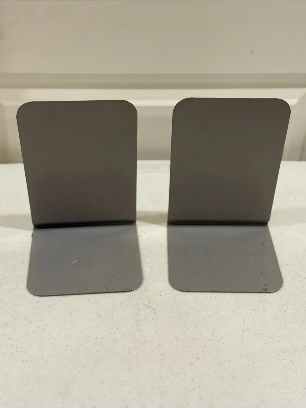 Vintage Arched Steel Gray Metal Bookend Set